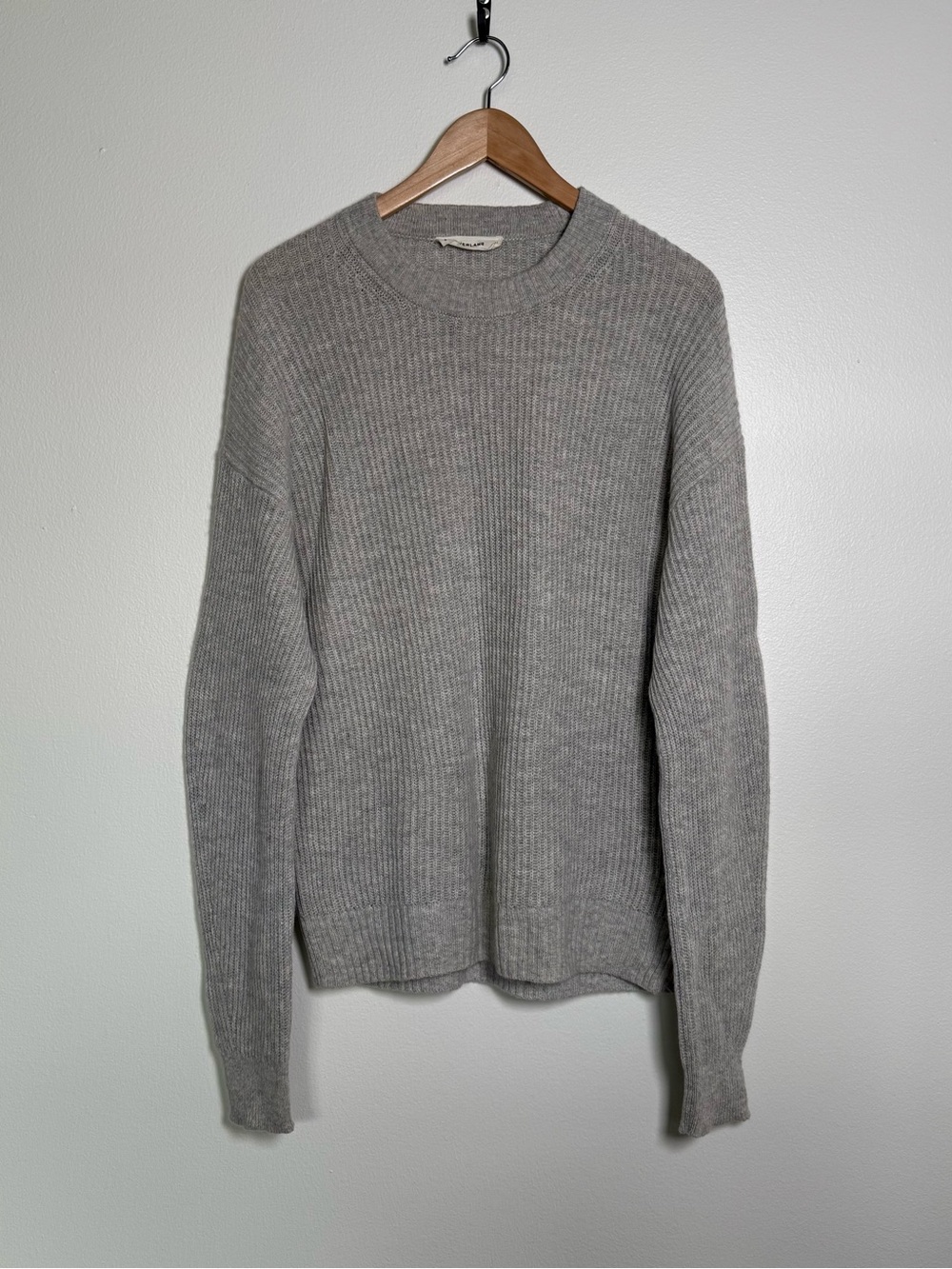 Everlane Sweater Mens Sz M Gray Ribbed Knit Wool Cashmere Crewneck Pullover